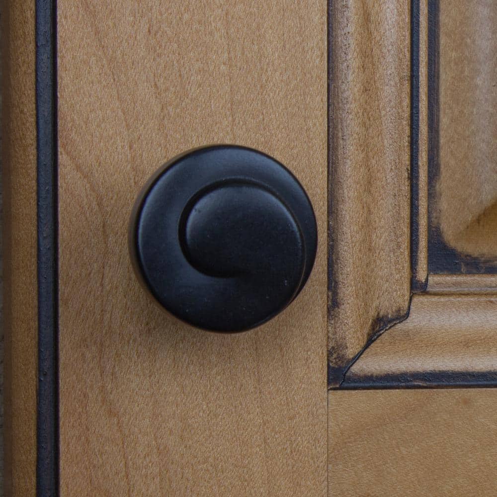 1-1/8 in. Dia Matte Black Classic Wave Cabinet Knob (10-Pack) - Hercitys
