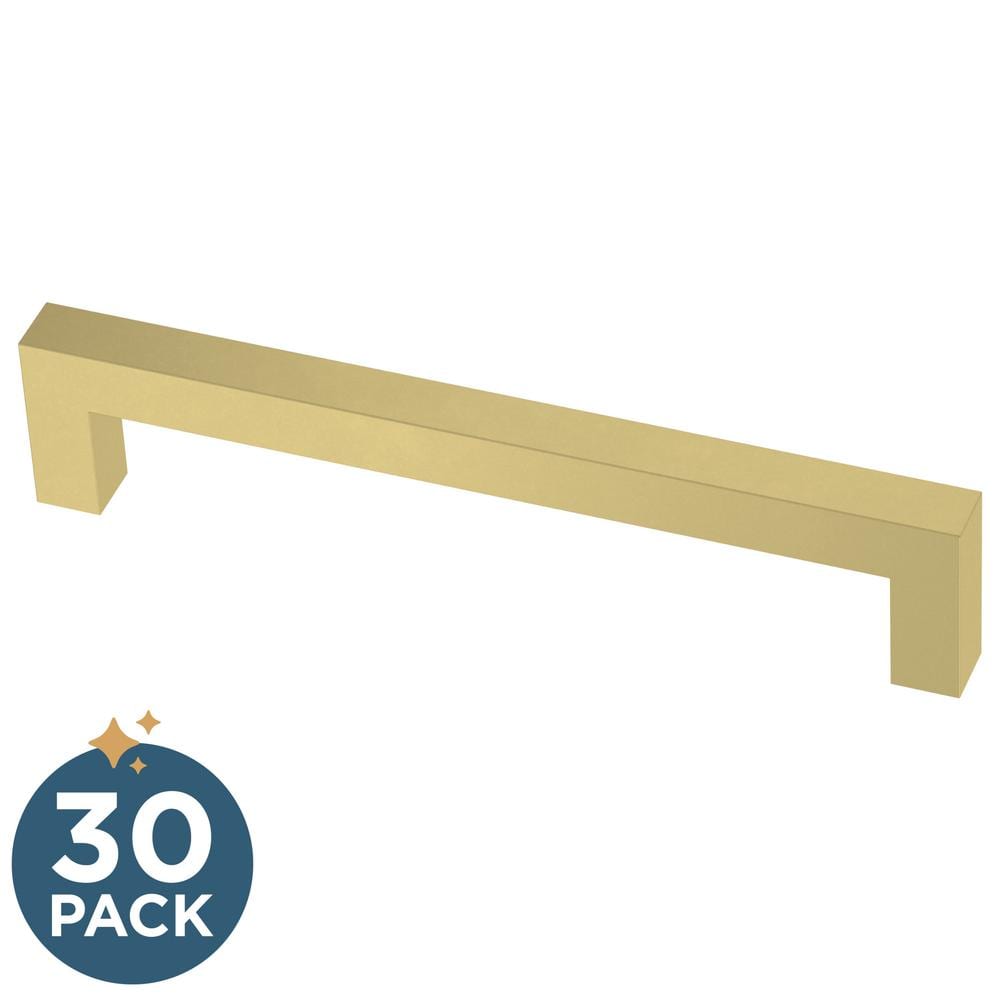 30-Pack Simple Modern Square 5-1/16 in. (128 mm) Modern Satin Gold Cabinet Drawer Pulls - Hercitys