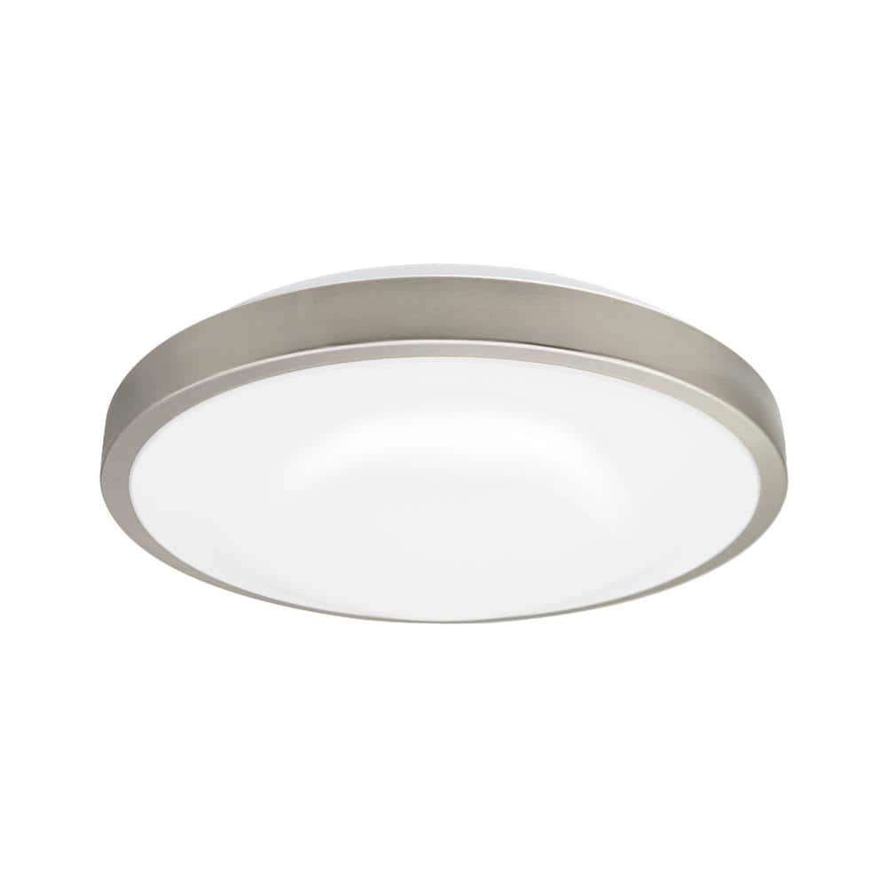 12 in. Light Brushed Nickel Integrated LED Round Ceiling Flush Mount Light Fixture 4000K - Hercitys