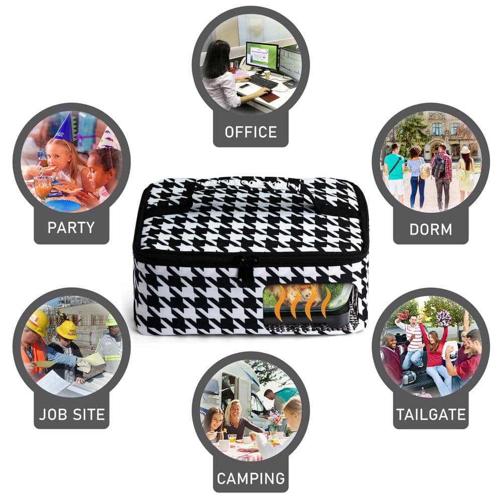 45-Watts Houndstooth Portable Oven Food Warming Tote - Hercitys