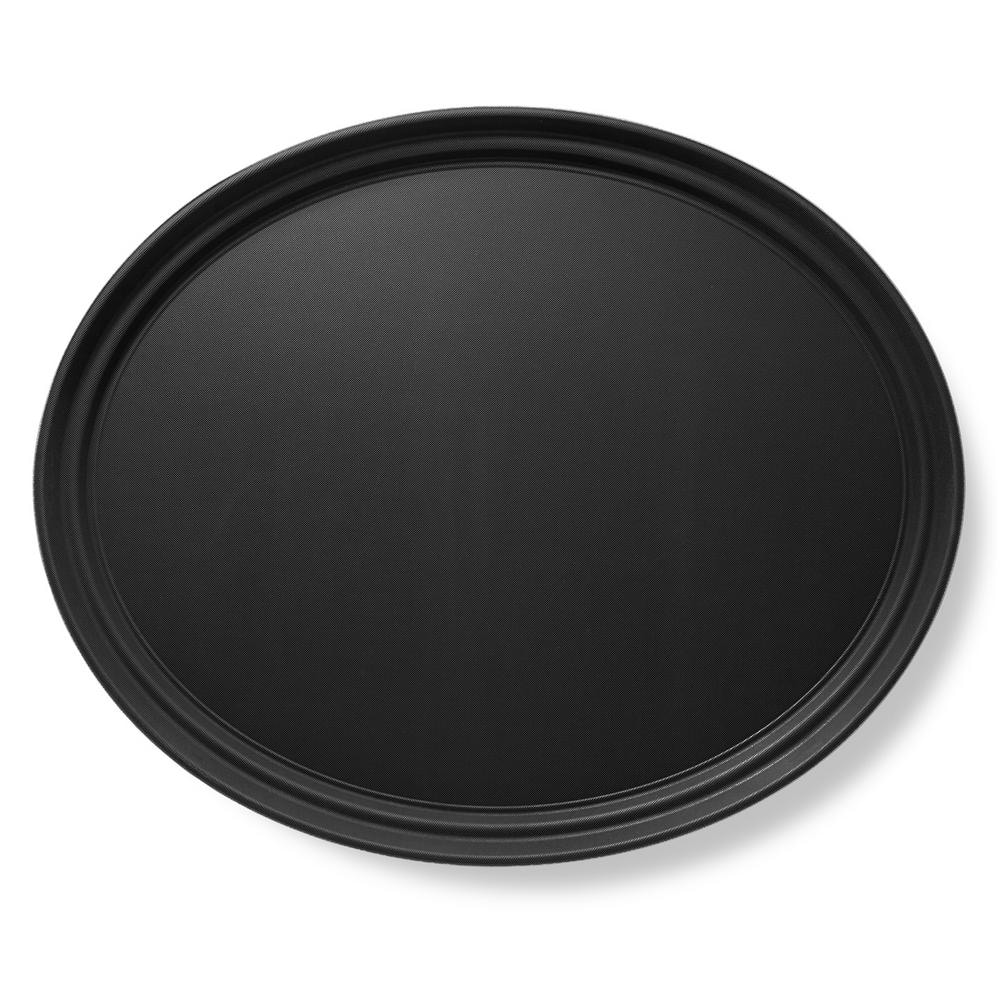 25 in. x 20 in. x .1.25 in. Oval Plastic Non-Slip Restaurant Serving Tray, Black – NSF Food Service - Hercitys