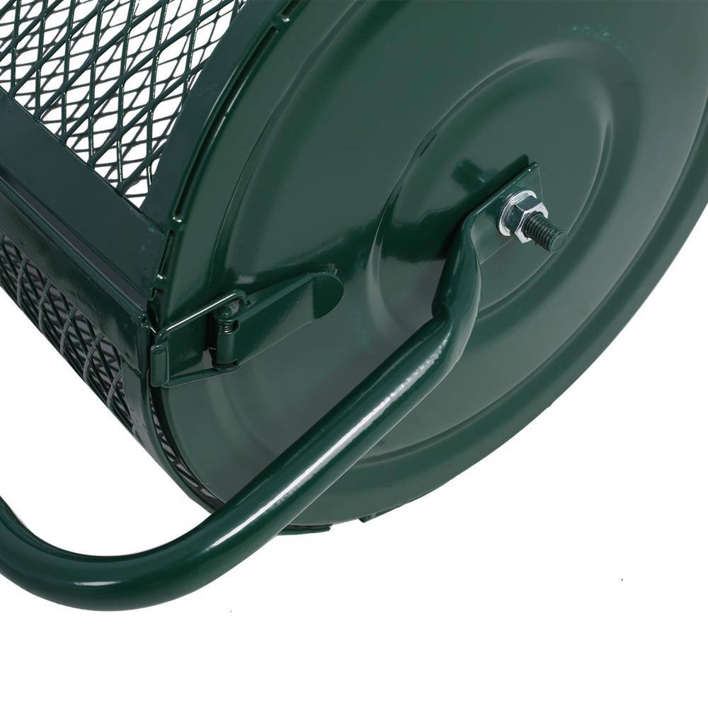 24 in. Peat Moss Spreader Compost Spreader Metal Mesh, T Shaped Handle for Planting Seeding, Green - Hercitys