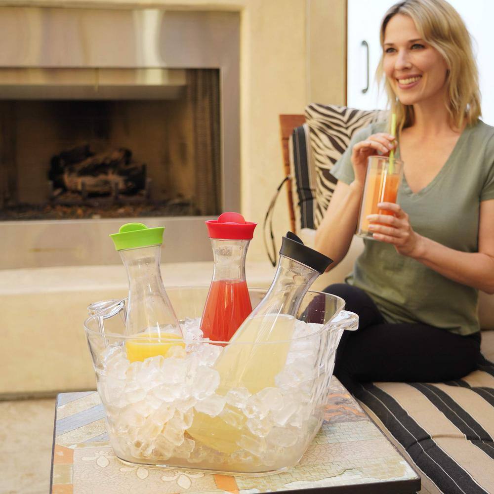 1.5 gal. 16.75 in. x 14 in. High-Quality Acrylic Crystal-Clear Square Beverage Tub with Integrated Easy Grip Handle - Hercitys