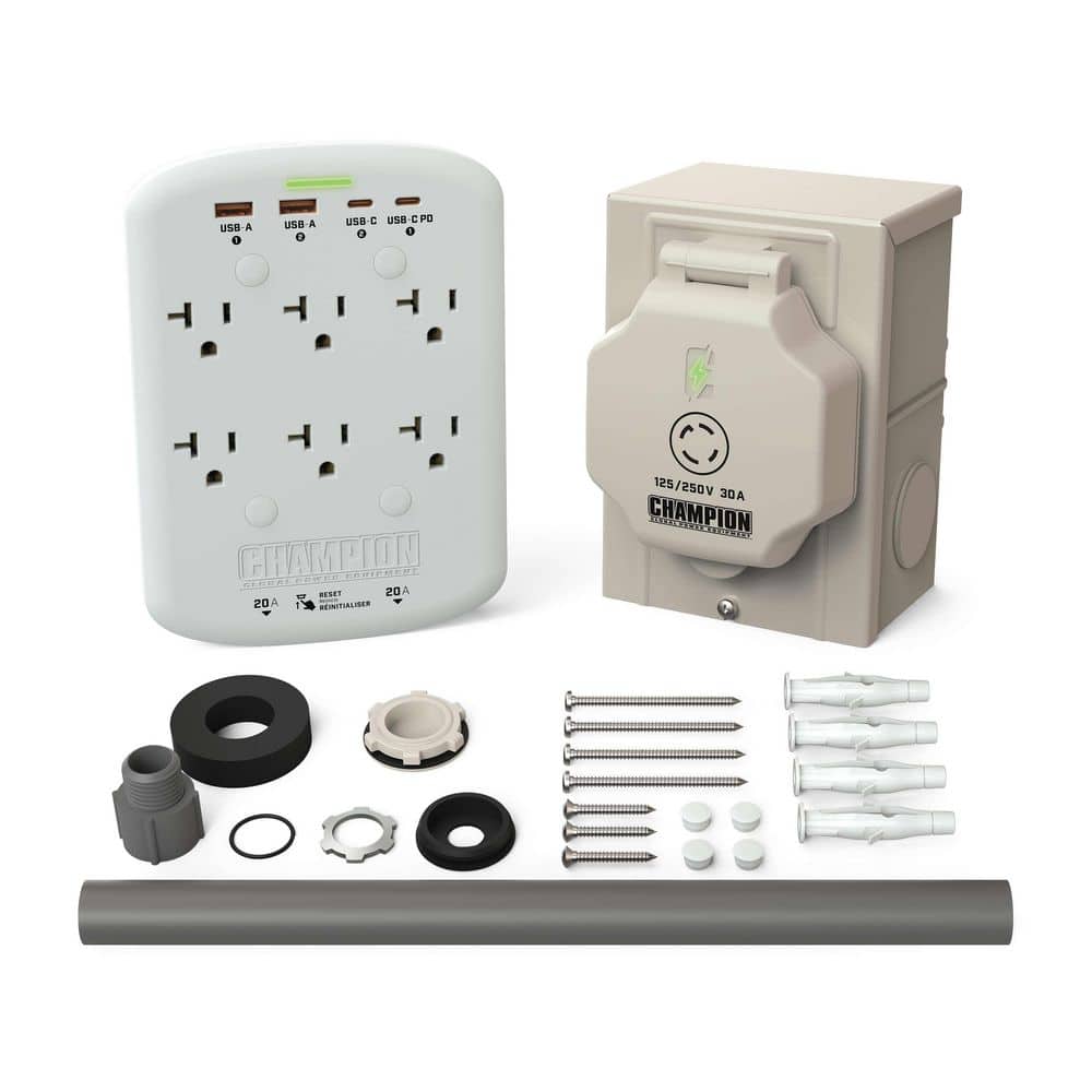 30-Amp Through Wall Generator Kit with Weather-Resistant Power Inlet Box - Hercitys