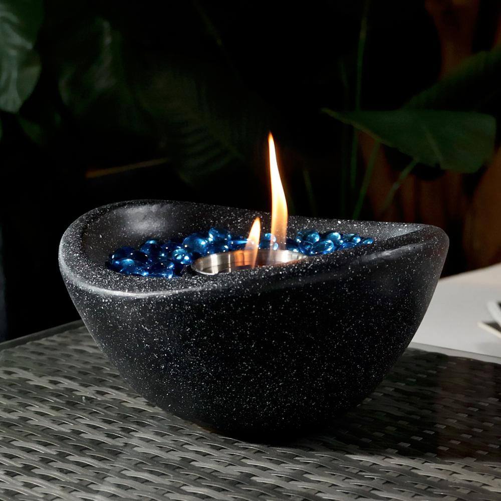 11.42 in. x 10.83 in. x 5.91 in. Black Ethanol Fuel Concrete Tabletop Fire Pit Personal Ethanol Fireplace Mini Fire Pit - Hercitys