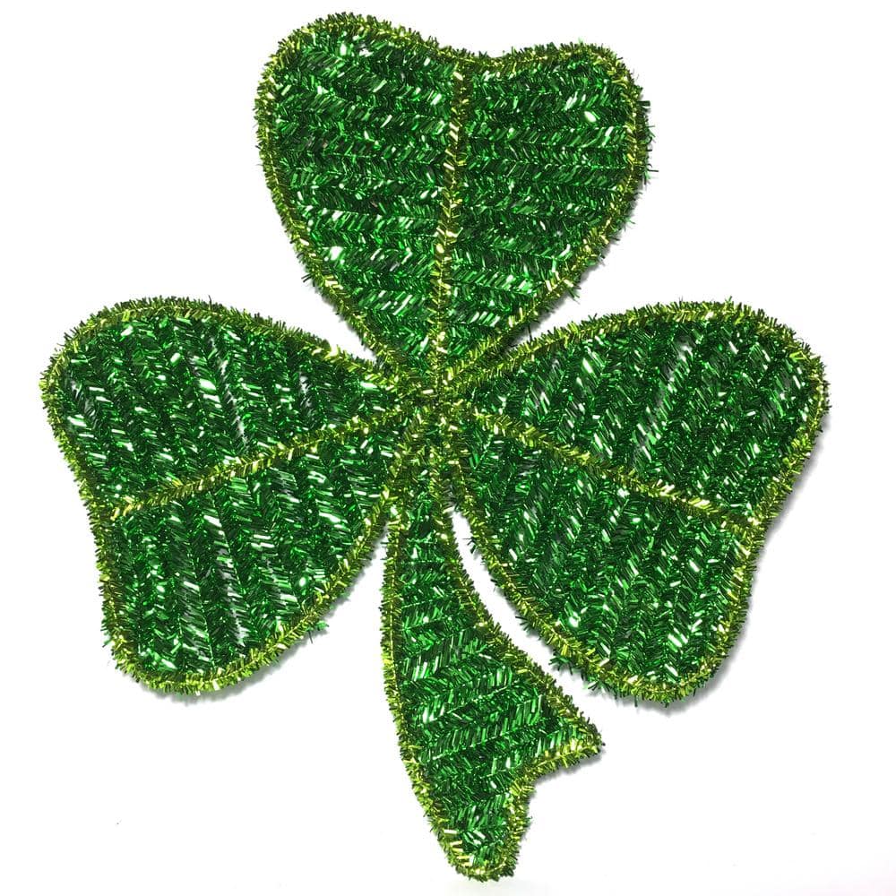 11 in. St. Patrick Gold/ Green Border Clover Tinsel Frame - Hercitys