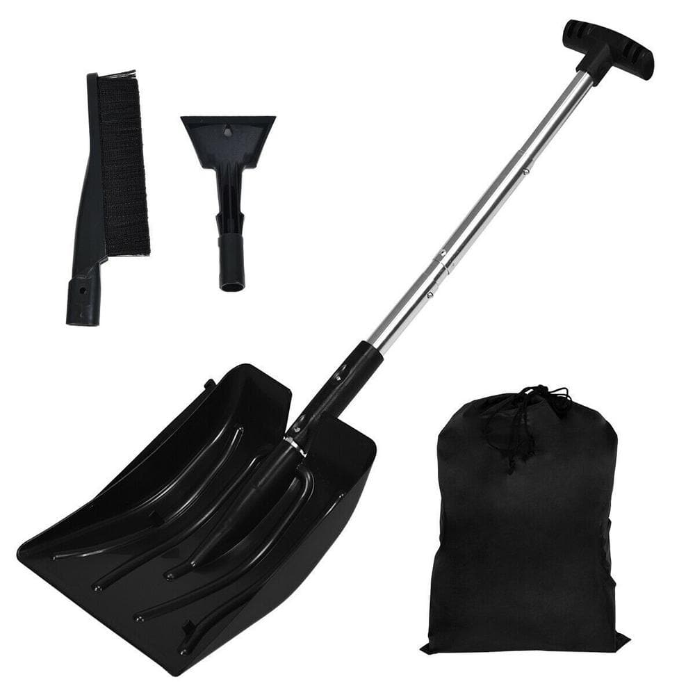 35 in. Aluminum Handle Plastic Snow Shovel with Ice Scraper And Snow Brush - Hercitys