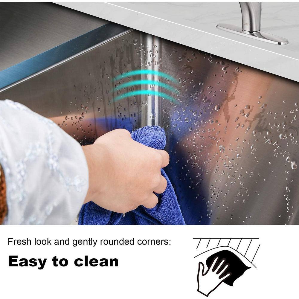 30 in. Undermount Single Bowl 16-Gauge 304 Stainless Steel Kitchen Sink with Bottom Grid and Strainer - Hercitys