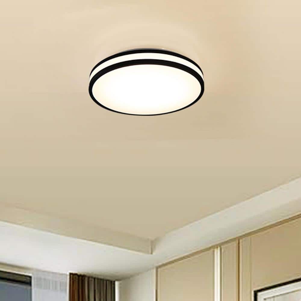 13 in. Matte Black Adjustable CCT Integrated LED Flush Mount Light Fixture (2-pack) - Hercitys