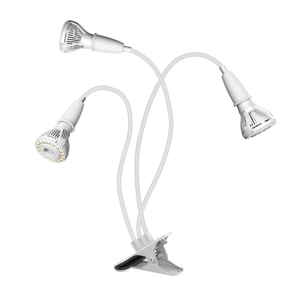 450-Watt White Equivalent Full Spectrum 3 Head Clip-on Gooseneck Grow Light for Indoor Plants 4000K Daylight - Hercitys