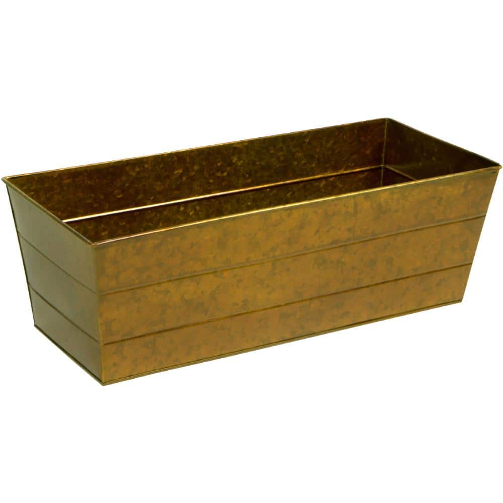 22 in. L x 9.5 in. W x 7.5 in. H Galvanized Iron Window Box Flower Planter (Bronze Patina) - Hercitys