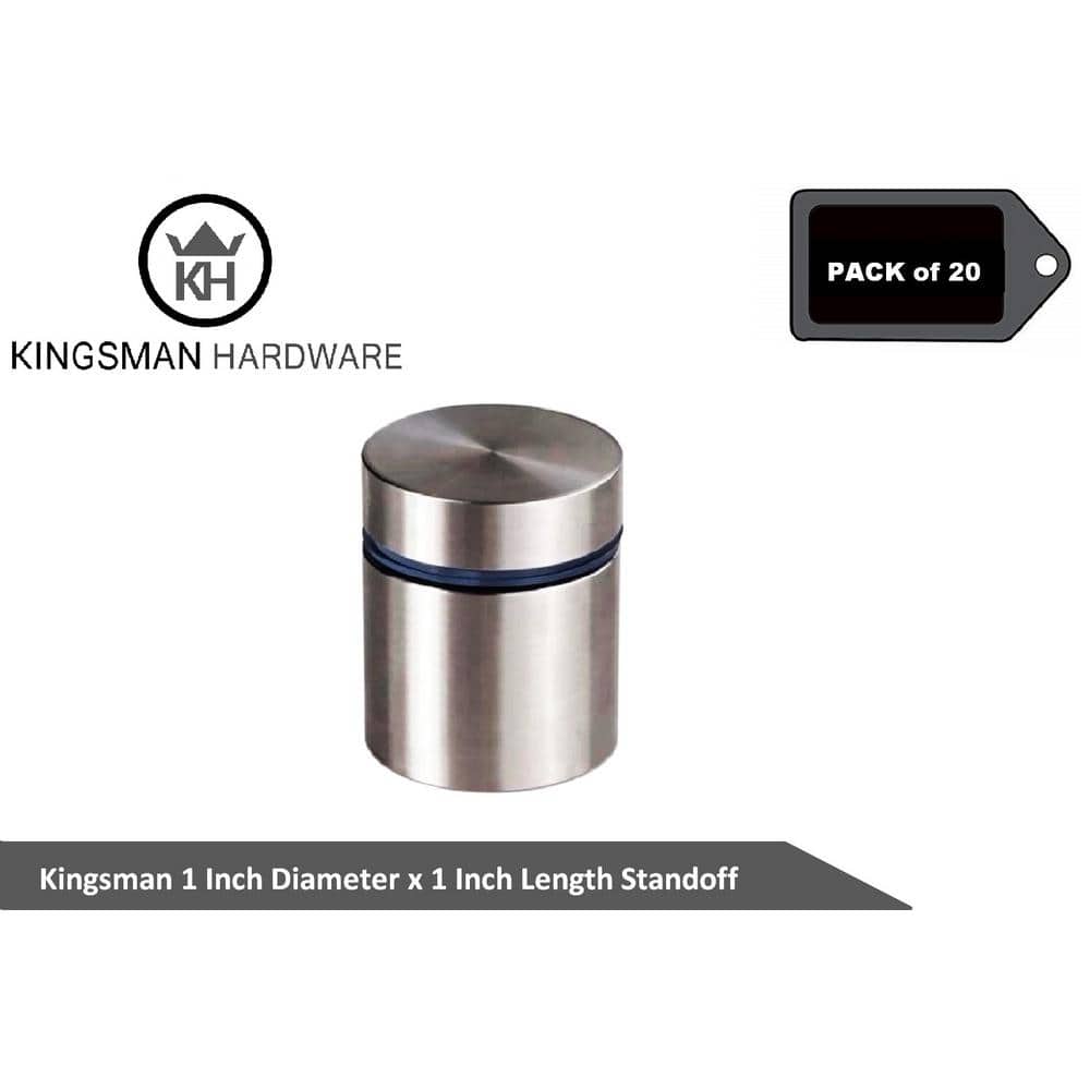 1 in. Dia x 1 in. L Stainless Steel Standoffs for Signs (20-Pack) - Hercitys