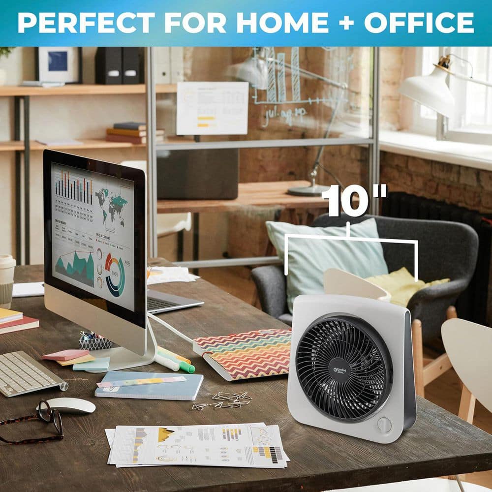 10 in. Turbo Table Desk Fan in White - Hercitys