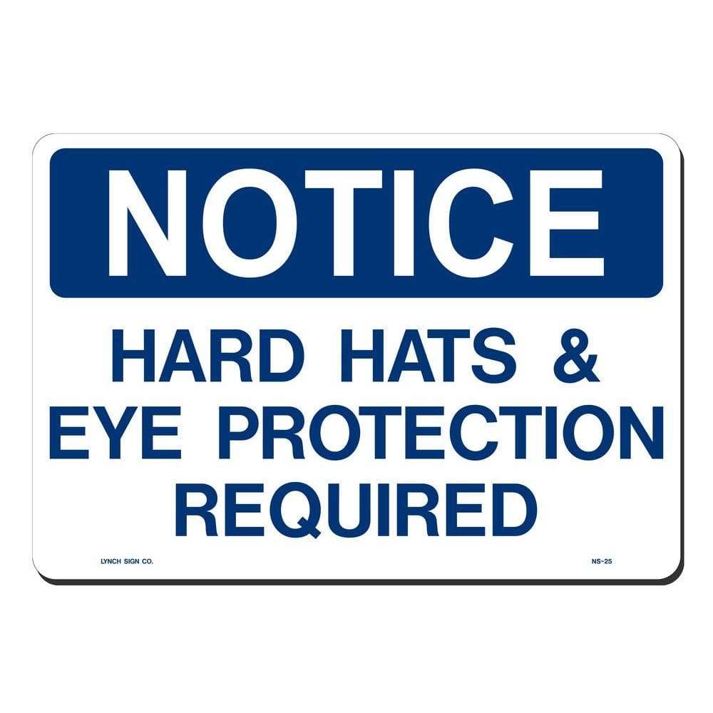 14 in. x 10 in. Notice Hard Hats On Eye Protection Sign Printed on More Durable, Thicker, Longer Lasting Styrene Plastic - Hercitys