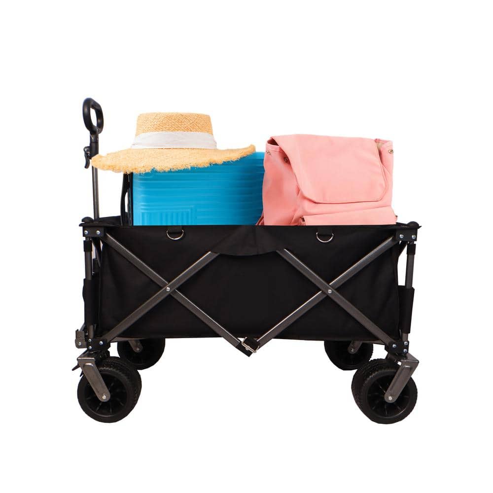 4.5 cu. ft. Multi-Purpose Outdoor Fabric Folding Wagon Garden Cart in Black - Hercitys
