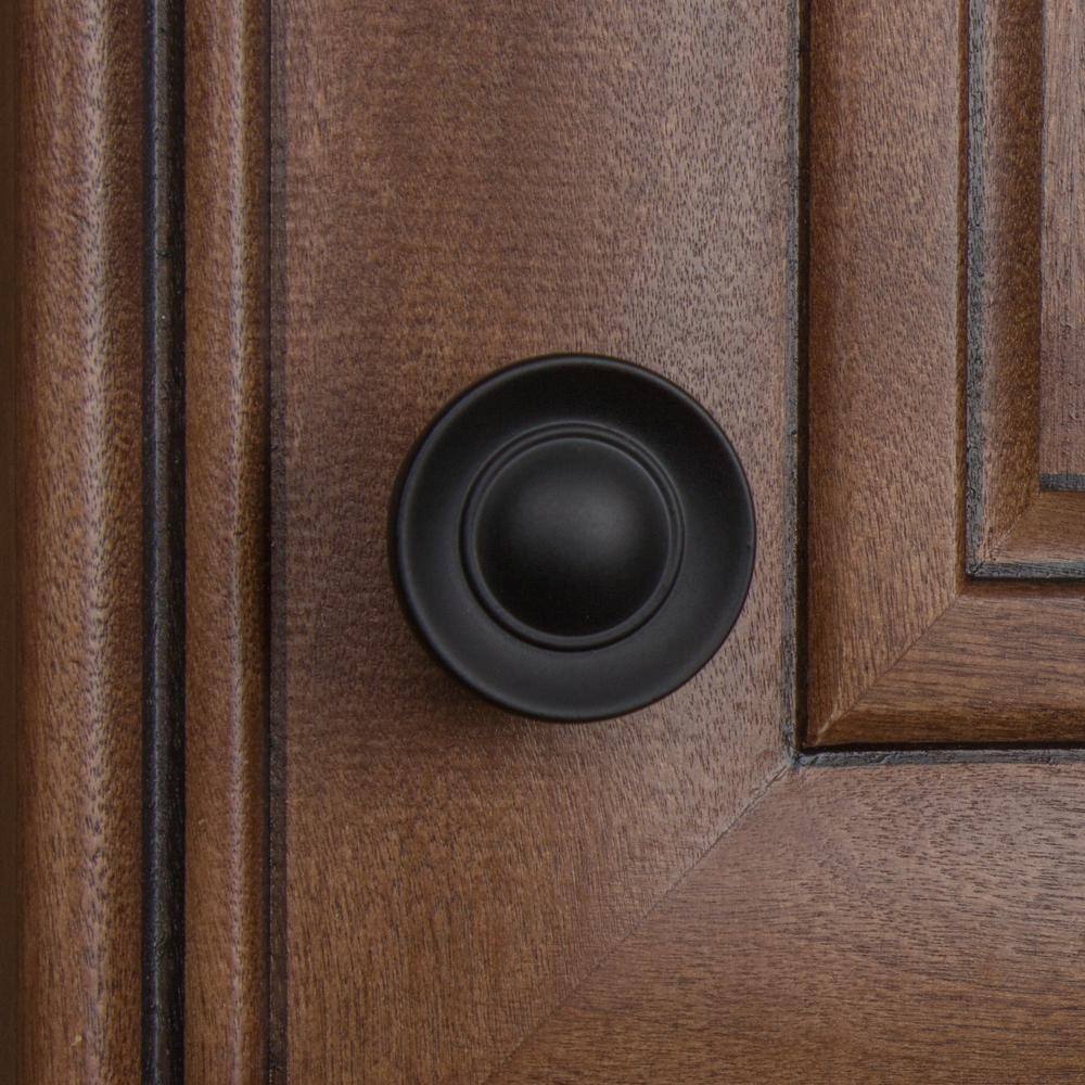 1 in. Dia Matte Black Small Round Ring Button Cabinet Knob (10-Pack) - Hercitys