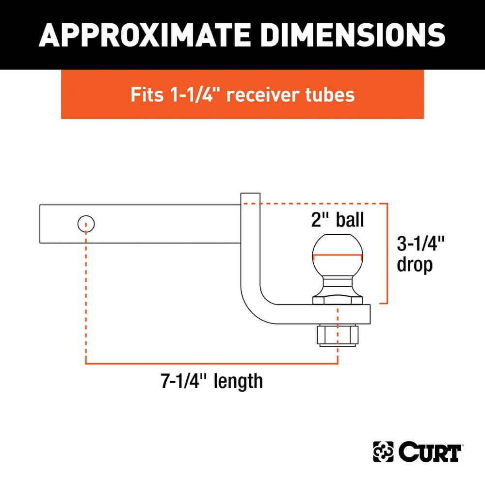 3,500 lbs. 3-1/4 in. Drop Trailer Hitch Ball Mount Draw Bar Towing Starter Kit with 2 in. Ball (1-1/4 in. Shank) - Hercitys