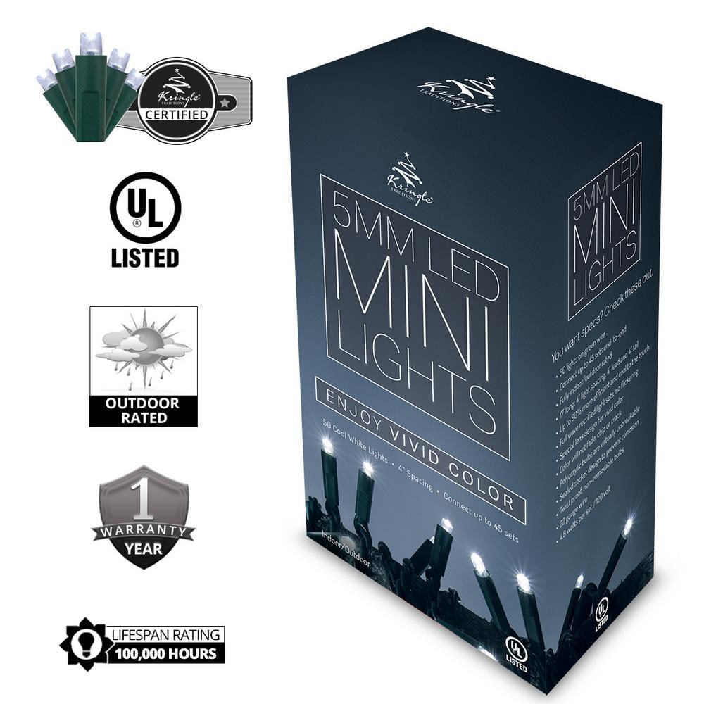 17 ft. 50-Light Cool White 5 mm LED Mini Light Set - Hercitys