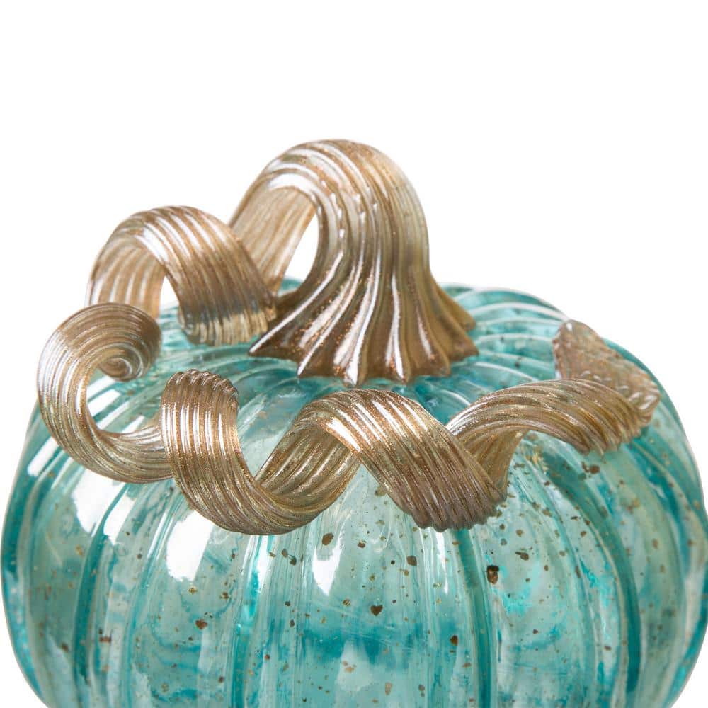 5.12 in. H Pumpkin Small Glass in Blue - Hercitys