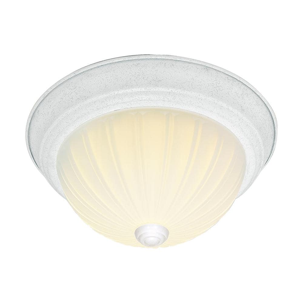 13.25 in. 2-Light Textured White Semi-Flush Mount - Hercitys