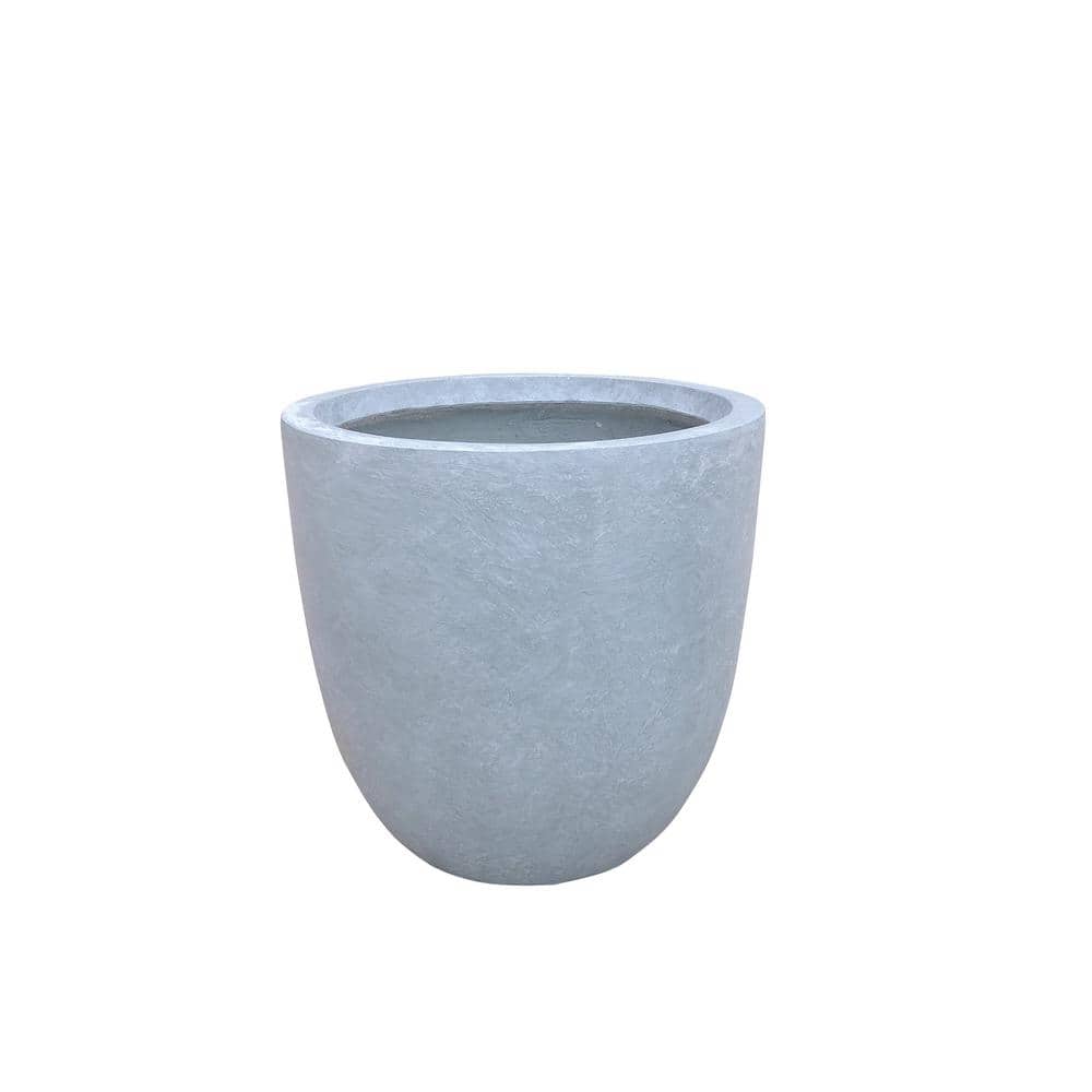 17 in. Tall Slate Gray Lightweight Concrete Round Modern Seamless Outdoor Planter - Hercitys