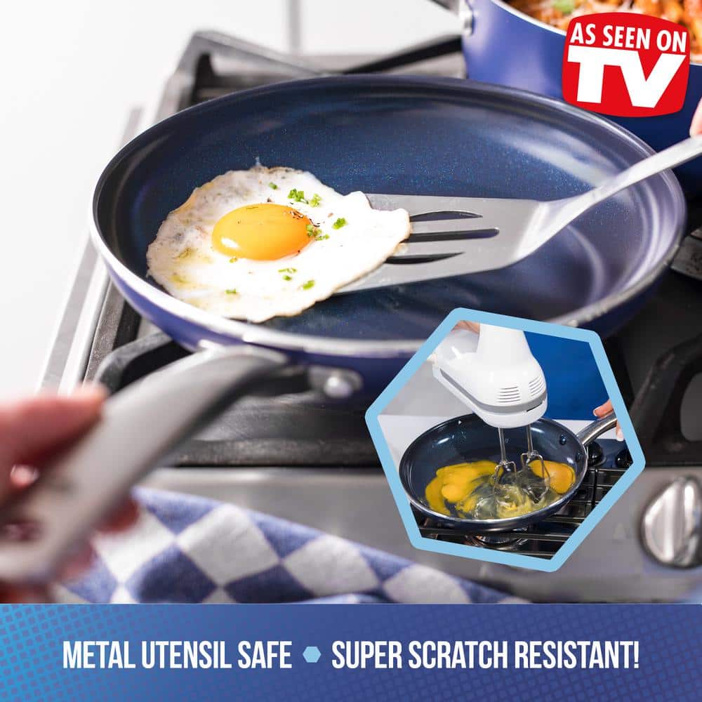 12 in. Aluminum Ceramic Nonstick Frying Pan in Blue - Hercitys