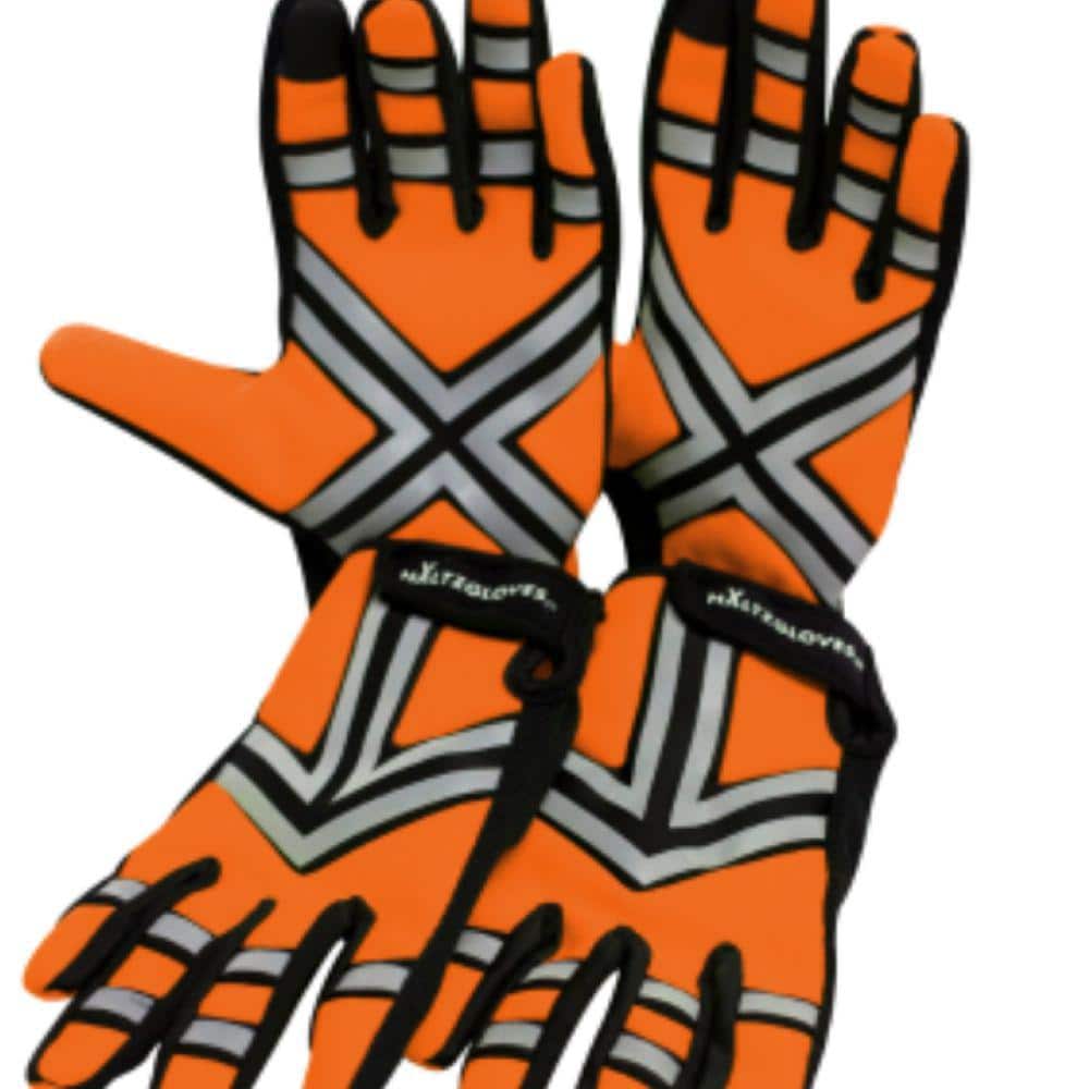 2XL Orange Reflective Microfiber Industrial Safety Gloves - Hercitys