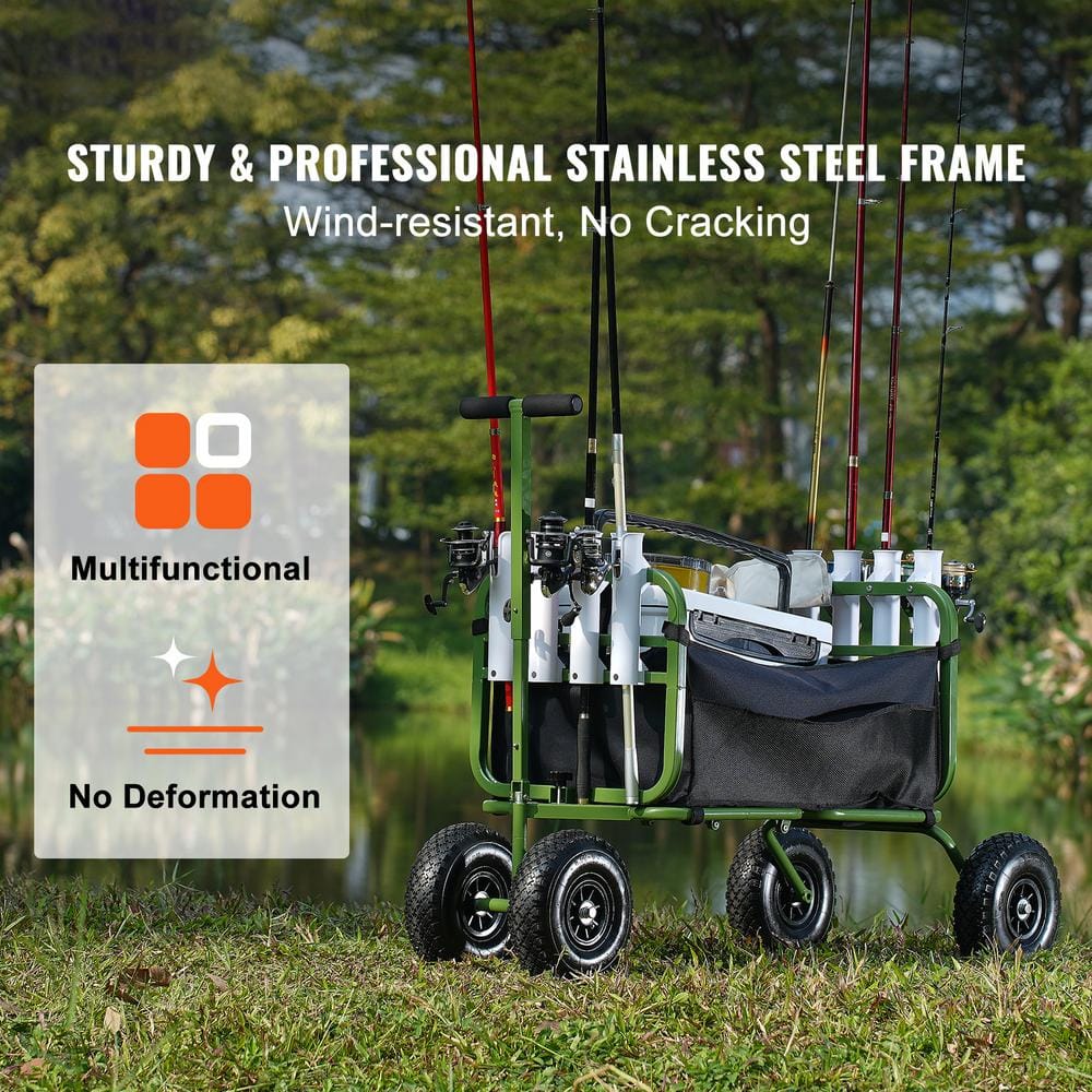 5.5 cu. ft. Beach Fishing Cart 300 lbs. Load Capacity for Beach/Picnic Steel Material Garden Cart Heavy-Duty - Hercitys