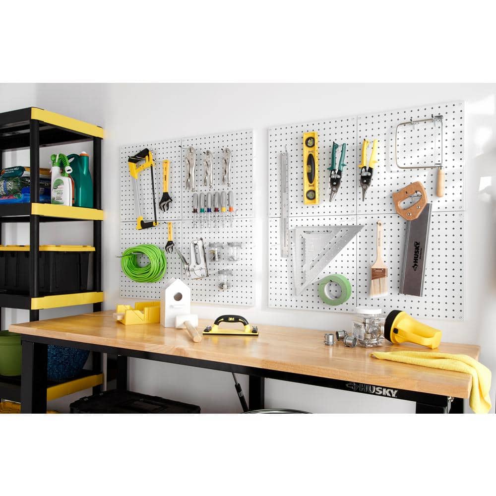 16 in. x 16 in. Heavy-Duty Steel Pegboards Mounting Hardware Included in White (4-Pack) - Hercitys