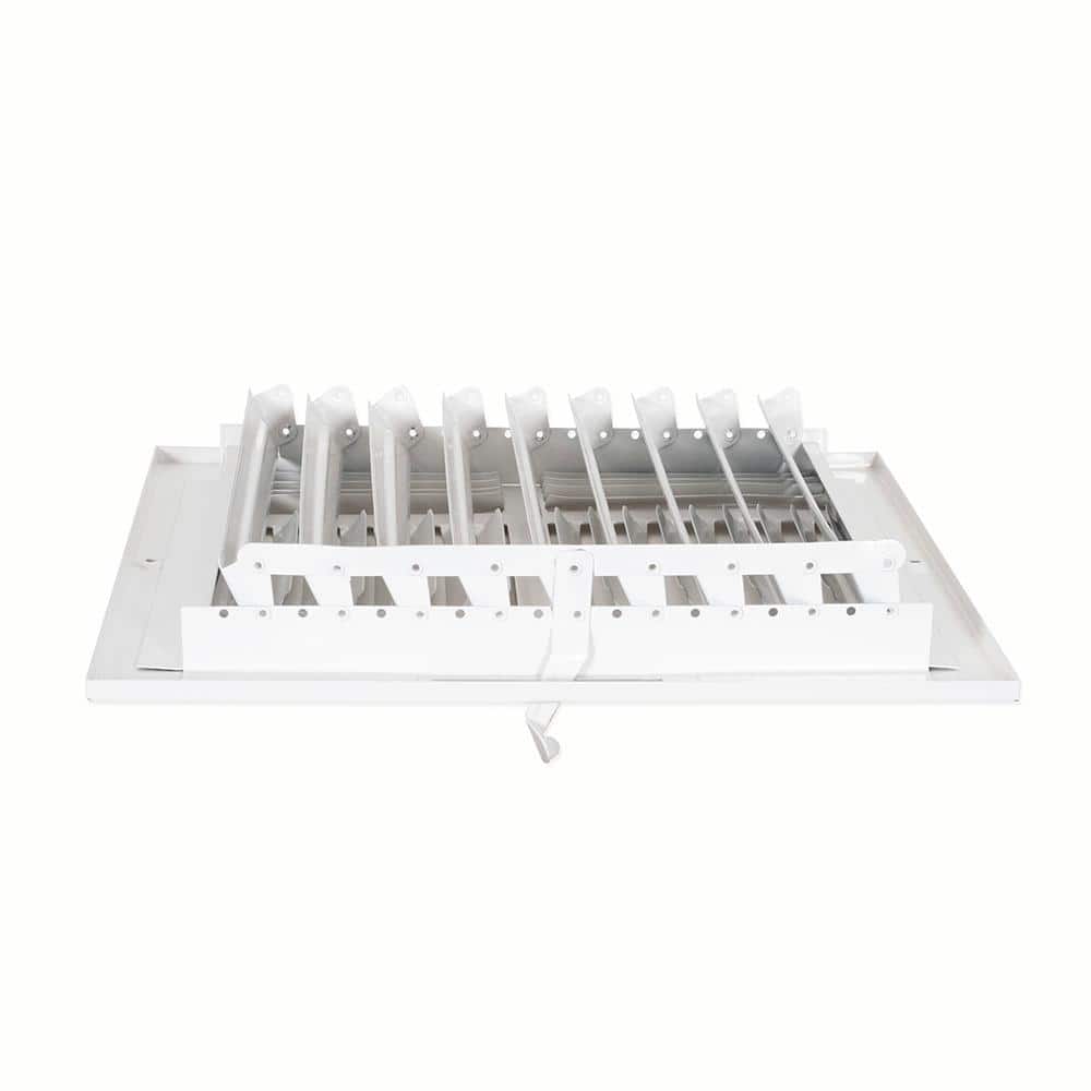10 in. x 10 in. 4-Way Steel Wall/Ceiling Register, White - Hercitys