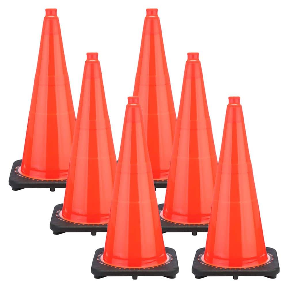 28 in. Traffic Orange Traffic Cones (6-Pack) - Hercitys