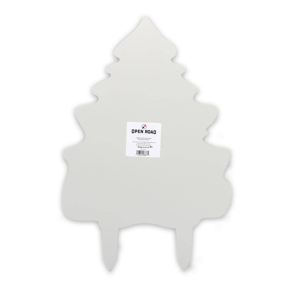 20 in. Green Weather-Resistant Metal Merry Christmas Tree Yard Stake - Hercitys