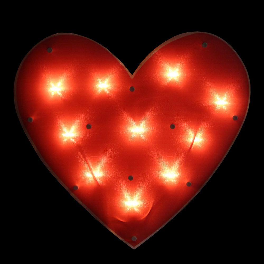 12 in. H x 13 in. L Lighted Valentine’s Day Shimmering Red Heart Window Silhouette Decoration - Hercitys