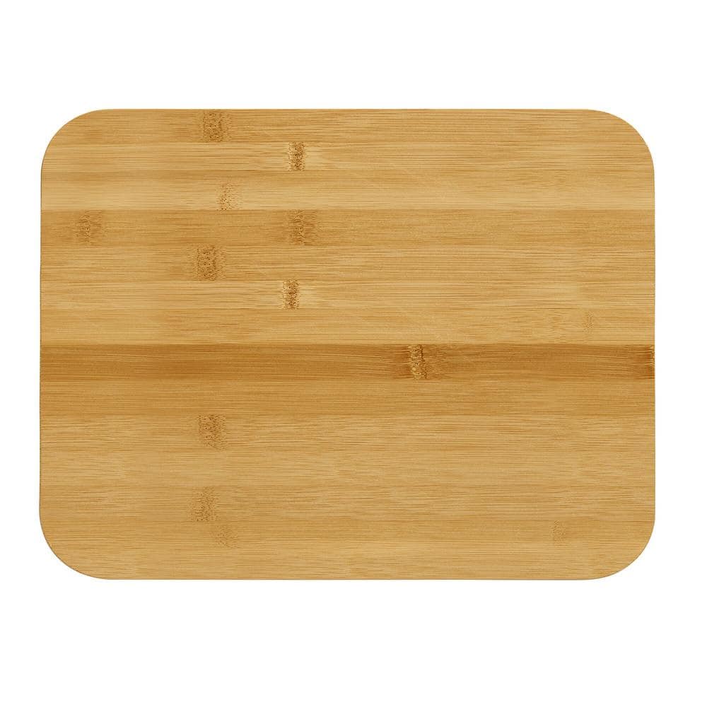 11 in L x14 in W x 2.9 in H Build-A-Board Bamboo Cutting Board w/ Clear Locking Lid w/Black Handles, Single Compartment - Hercitys