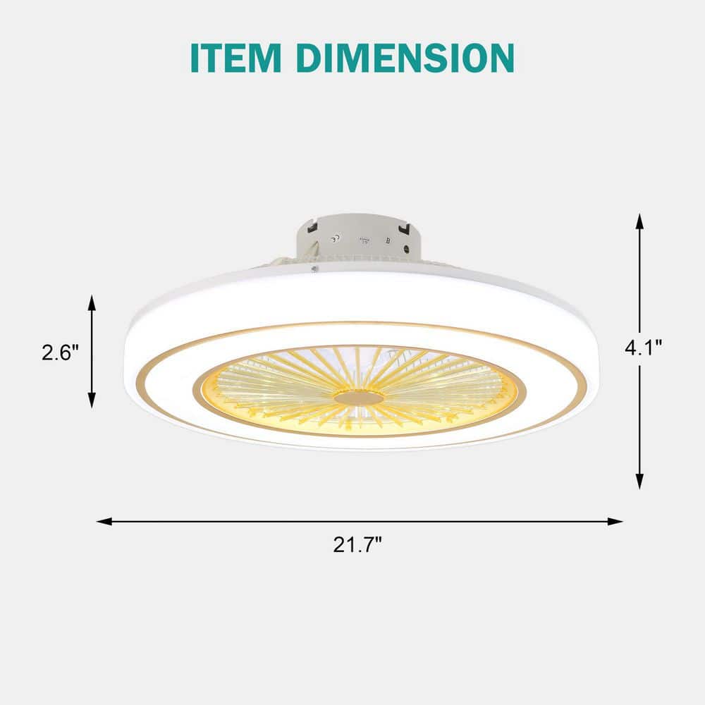 20in.LED Indoor White Bladeless Smart App Control Enclosed Low Profile Ceiling Fan With Light,Flush Mount Ceiling Fan - Hercitys