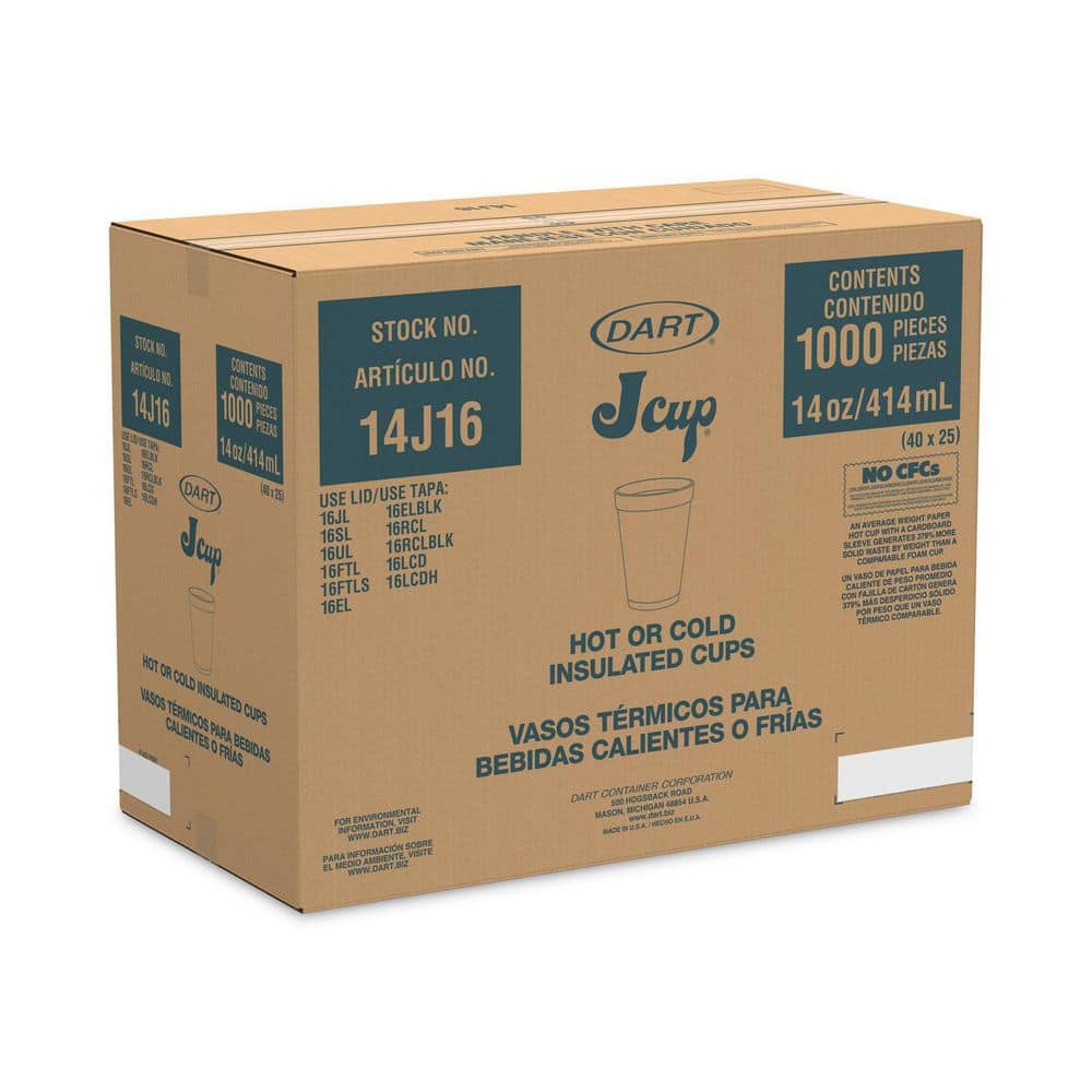 14 oz. White Disposable Foam Cups (1,000/Carton) - Hercitys