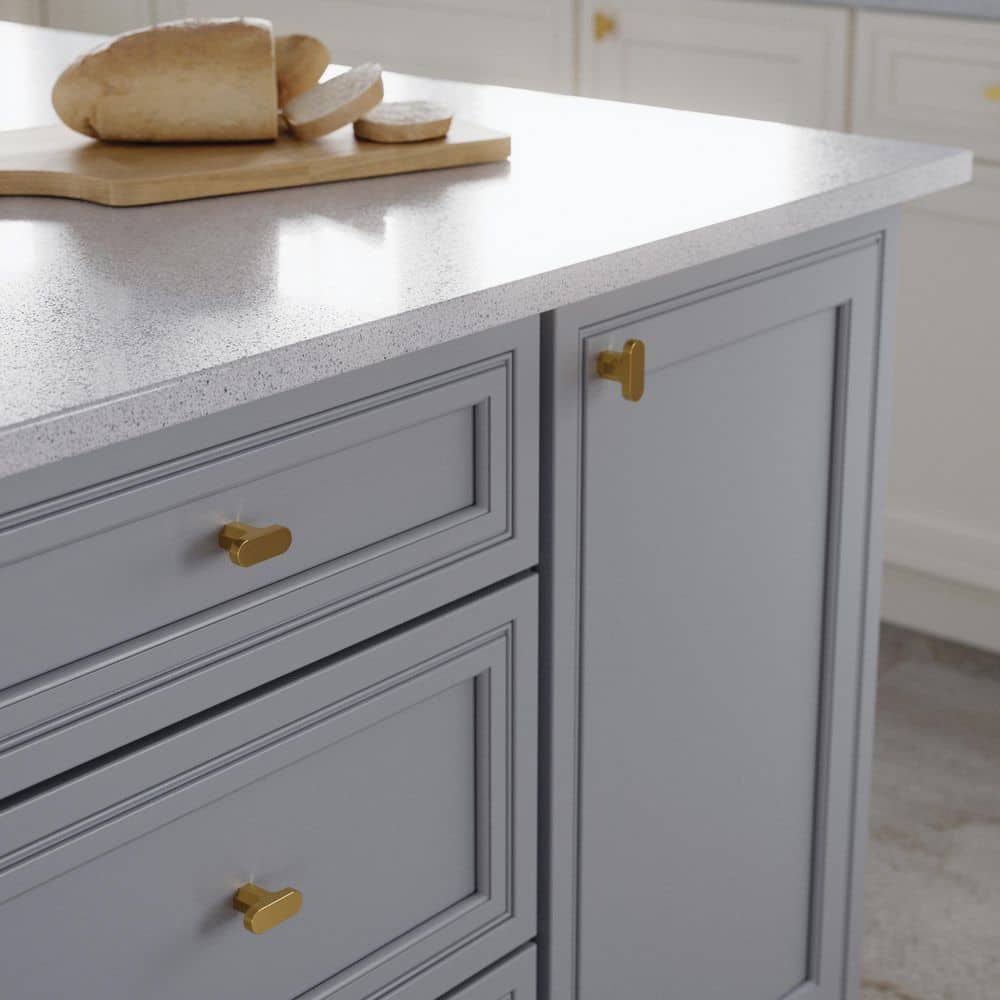 (10-Pack) Scalloped 1-5/8 in. (42 mm) Modern Gold T-Shaped Bar Cabinet Knobs - Hercitys