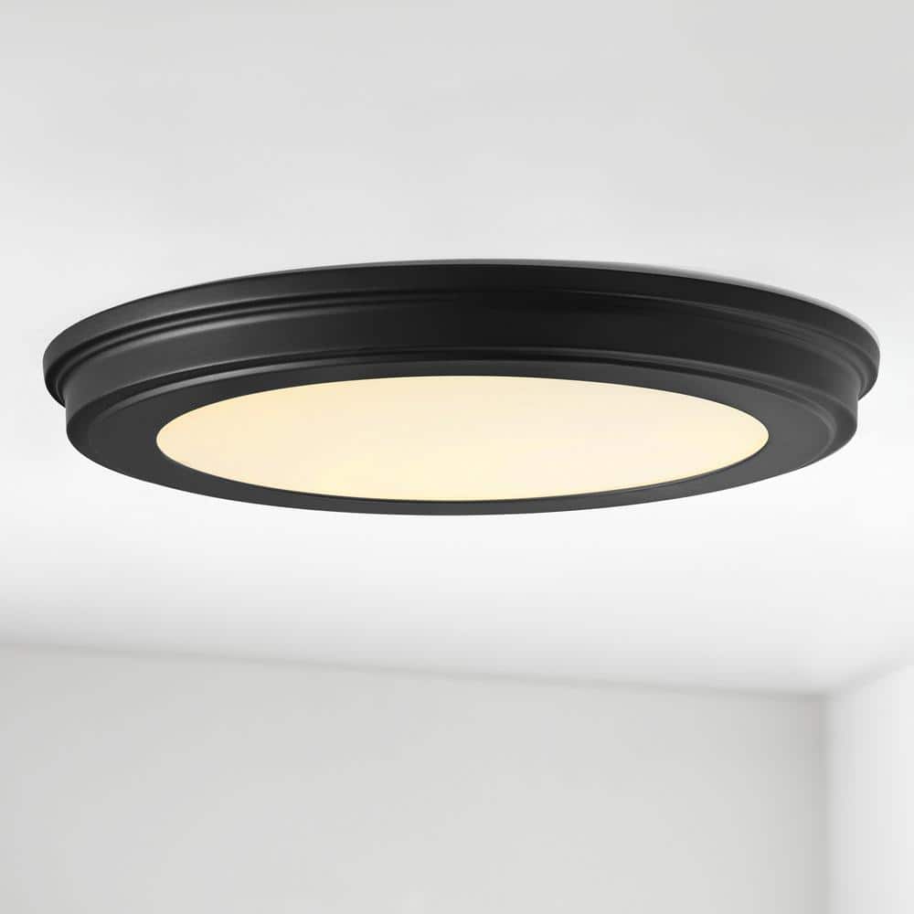13 in. Matte Black 3-CCT LED Round Flush Mount, Low Profile Ceiling Light (2-Pack) - Hercitys