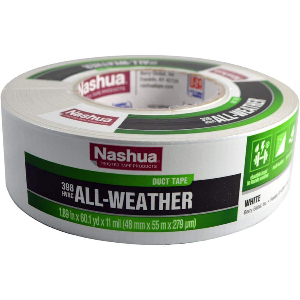1.89 in. x 60 yd. 398 All-Weather HVAC Air Duct Tape in White Pro Pack (12-Pack) - Hercitys
