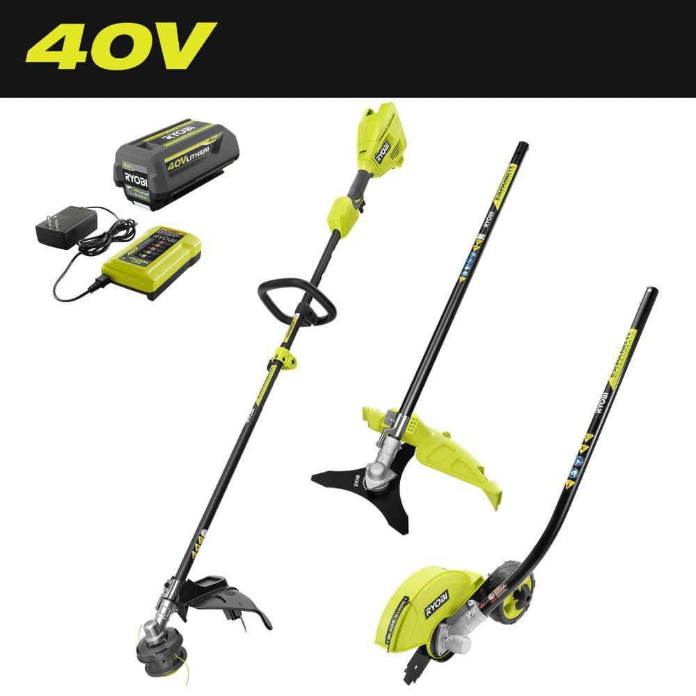 40V 15 in Expand-It Cordless Capable String Trimmer, Edger and Brush-Cutter Attachments with 4.0 Ah Battery & Charger - Hercitys