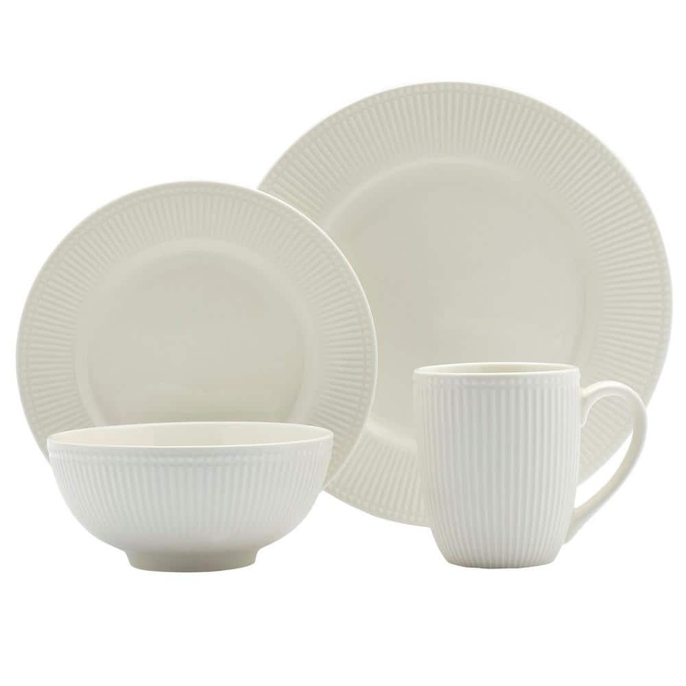 16-Piece Flore White Porcelain Dinnerware Set (Set of 4) - Hercitys