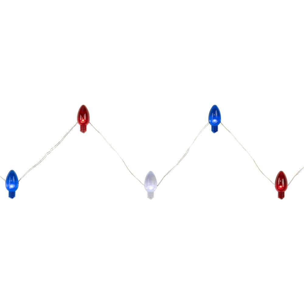 20-Count Patriotic Americana Retro Style Bulb LED Fairy Lights 6.25 ft. Copper Wire - Hercitys