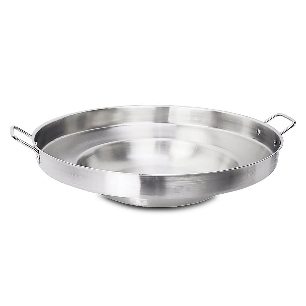 23 in. Round Stainless Steel Comal Wok Griddle Multi Cooker Concave Fry pan - Hercitys