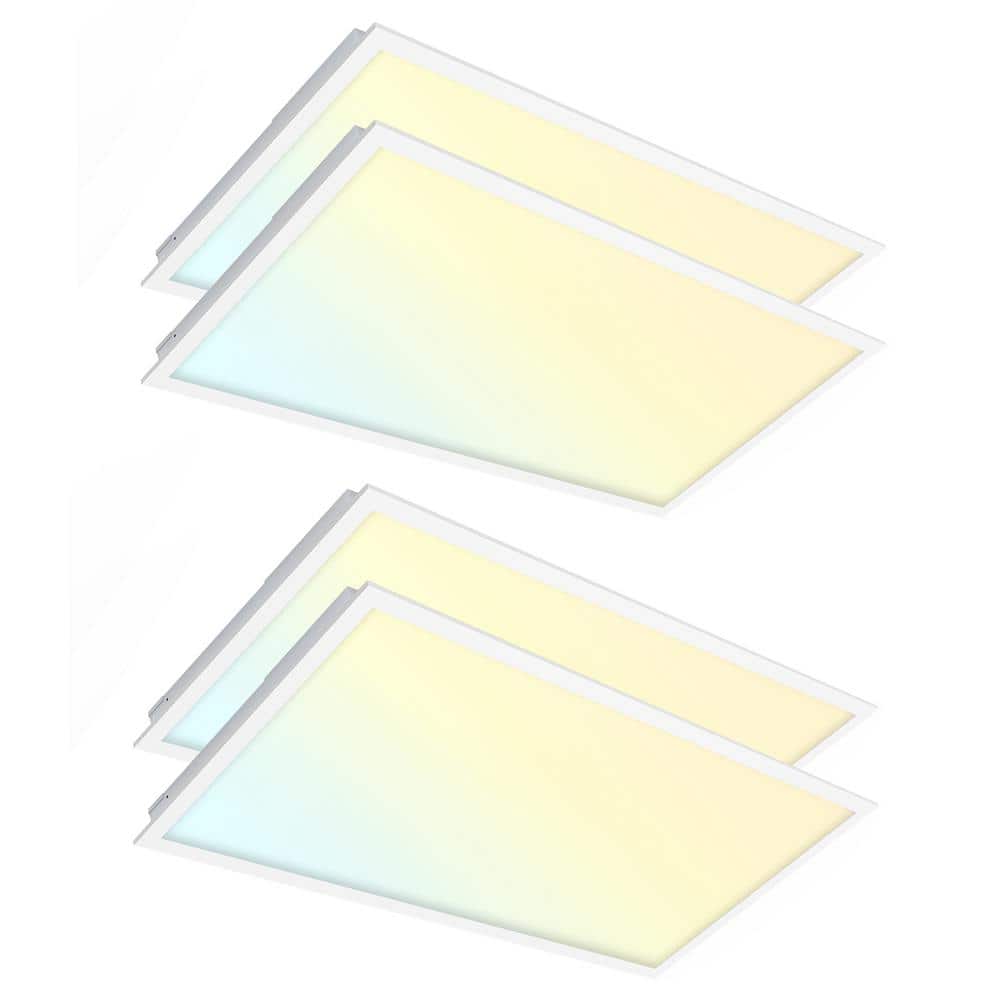 4-PACK 48in 3300/4400/5500 Lumens Dimmable Integrated LED Flush Mount Light Panel Light 30/40/50-Watt 3500/4000/5000K - Hercitys