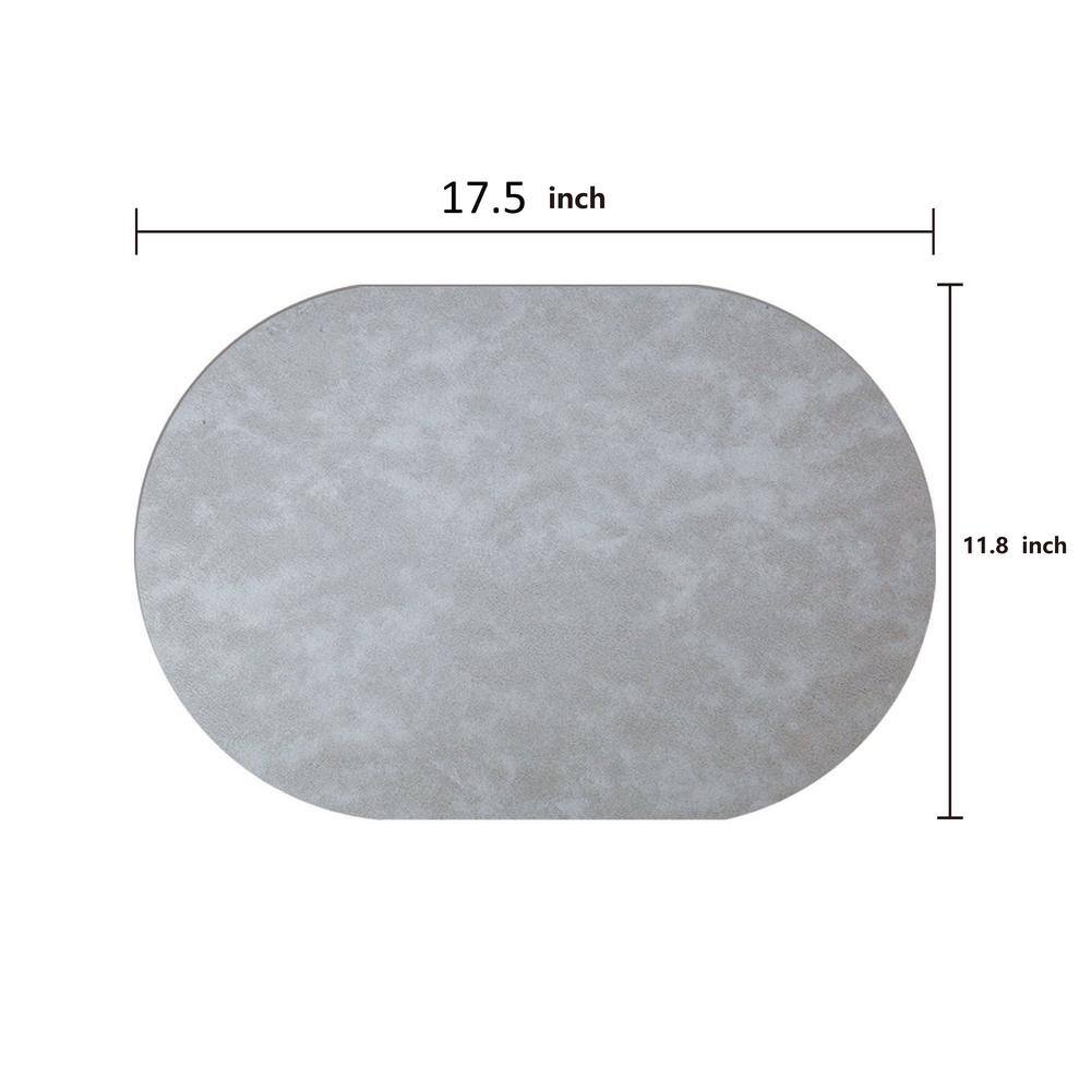 11.8 in. x 17.5 in. Double-Sided Waterproof Placemats, Leather Placemats in Grays (Set of 4) - Hercitys