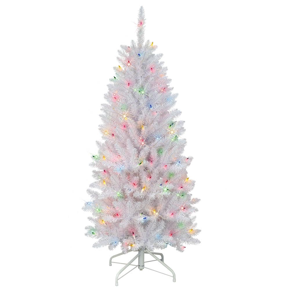 4.5 ft. Prelit Pencil White Fraser Fir Artificial Christmas Tree with 150 Lights - Hercitys