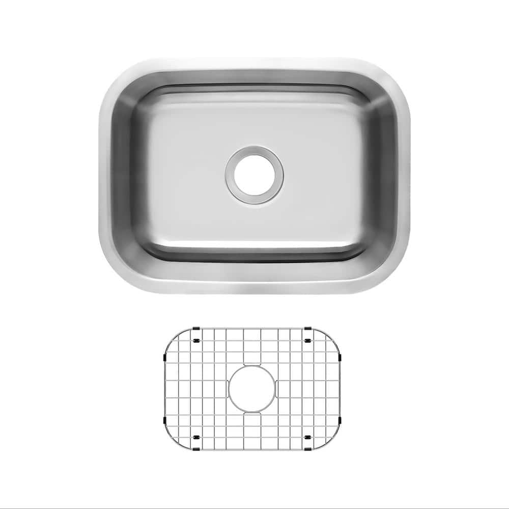 23 in. Undermount Single Bowl 18-Gauge Stainless Steel Kitchen Sink with Bottom Grid - Hercitys