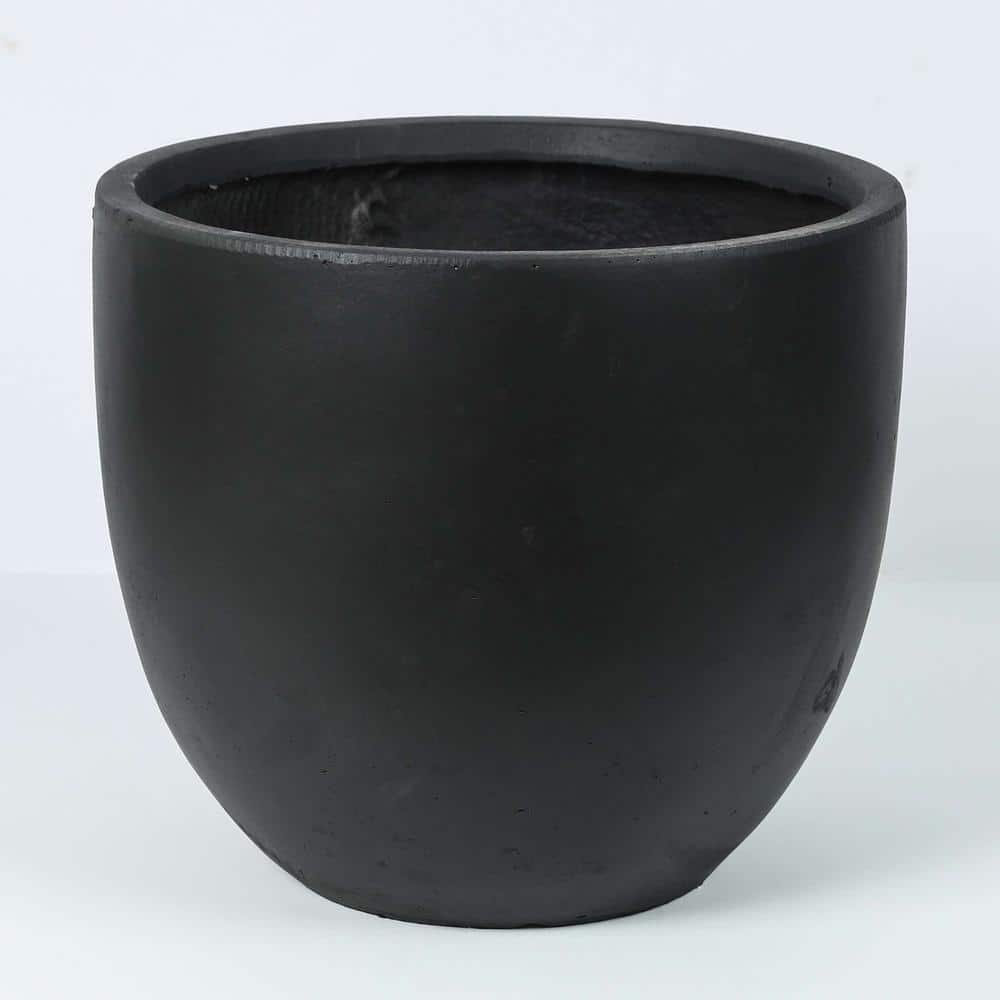 12.2 in. H Round Tapered Black MgO Composite Planter Pot - Hercitys