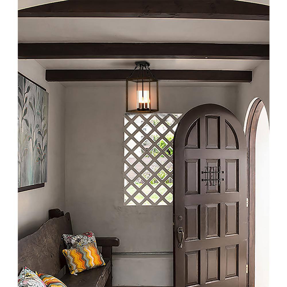 14 in. 3-Light Black Flush Mount with No Glass Shade and No Bulbs Included 1-Pack - Hercitys