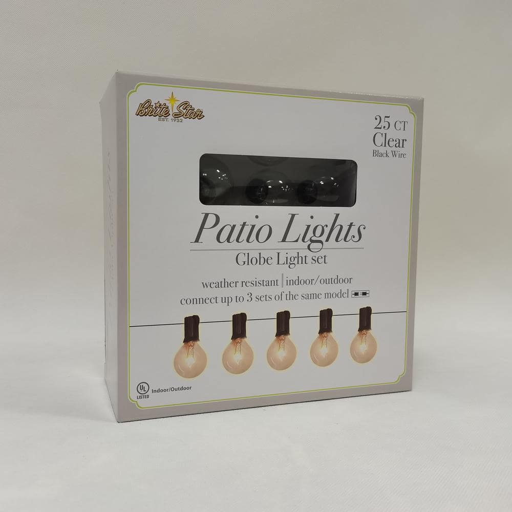25-Light G40 Clear Light Set, Black Wire - Hercitys